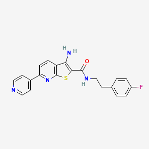 molecular formula C21H17FN4OS B2647707 3-amino-N-(4-fluorophenethyl)-6-(4-pyridinyl)thieno[2,3-b]pyridine-2-carboxamide CAS No. 496019-19-3