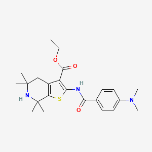 molecular formula C23H31N3O3S B2647713 Ethyl 2-(4-(dimethylamino)benzamido)-5,5,7,7-tetramethyl-4,5,6,7-tetrahydrothieno[2,3-c]pyridine-3-carboxylate CAS No. 887901-99-7