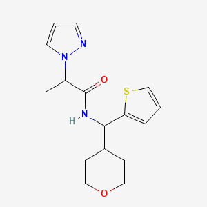molecular formula C16H21N3O2S B2647715 N-[(oxan-4-yl)(thiophen-2-yl)methyl]-2-(1H-pyrazol-1-yl)propanamide CAS No. 2310122-07-5