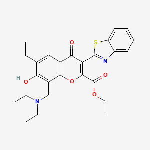 molecular formula C26H28N2O5S B2647763 ethyl 3-(benzo[d]thiazol-2-yl)-8-((diethylamino)methyl)-6-ethyl-7-hydroxy-4-oxo-4H-chromene-2-carboxylate CAS No. 384366-56-7