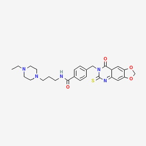 molecular formula C26H31N5O4S B2647766 N-[3-(4-ethylpiperazin-1-yl)propyl]-4-({8-oxo-6-sulfanylidene-2H,5H,6H,7H,8H-[1,3]dioxolo[4,5-g]quinazolin-7-yl}methyl)benzamide CAS No. 688055-57-4