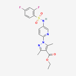 molecular formula C19H18F2N4O4S B2647816 ethyl 1-(5-{[(2,4-difluorophenyl)sulfonyl]amino}-2-pyridinyl)-3,5-dimethyl-1H-pyrazole-4-carboxylate CAS No. 956960-40-0