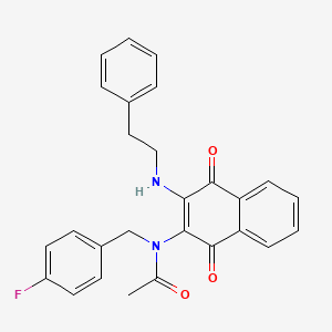 molecular formula C27H23FN2O3 B2647868 N-{1,4-dioxo-3-[(2-phenylethyl)amino]-1,4-dihydronaphthalen-2-yl}-N-[(4-fluorophenyl)methyl]acetamide CAS No. 355406-77-8