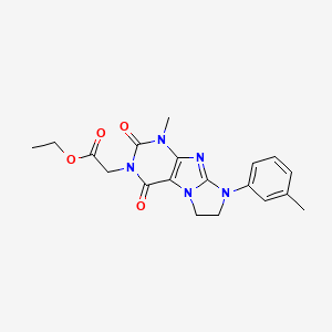 molecular formula C19H21N5O4 B2647916 ethyl 2-[1-methyl-8-(3-methylphenyl)-2,4-dioxo-1H,2H,3H,4H,6H,7H,8H-imidazo[1,2-g]purin-3-yl]acetate CAS No. 872840-06-7