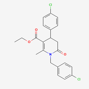 molecular formula C22H21Cl2NO3 B2647918 Ethyl 4-(4-chlorophenyl)-1-[(4-chlorophenyl)methyl]-2-methyl-6-oxo-1,4,5,6-tetrahydropyridine-3-carboxylate CAS No. 338966-56-6
