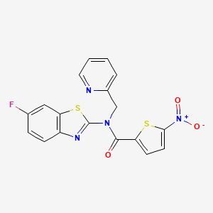 molecular formula C18H11FN4O3S2 B2647934 N-(6-fluoro-1,3-benzothiazol-2-yl)-5-nitro-N-[(pyridin-2-yl)methyl]thiophene-2-carboxamide CAS No. 899964-71-7