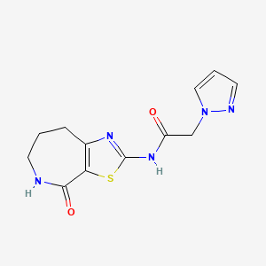 molecular formula C12H13N5O2S B2647997 N-(4-oxo-5,6,7,8-tetrahydro-4H-thiazolo[5,4-c]azepin-2-yl)-2-(1H-pyrazol-1-yl)acetamide CAS No. 1797557-64-2