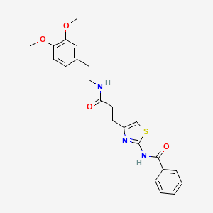 molecular formula C23H25N3O4S B2648017 N-(4-(3-((3,4-dimethoxyphenethyl)amino)-3-oxopropyl)thiazol-2-yl)benzamide CAS No. 1021266-62-5
