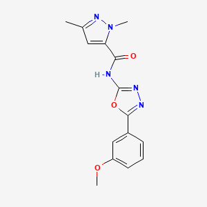 molecular formula C15H15N5O3 B2648029 N-(5-(3-methoxyphenyl)-1,3,4-oxadiazol-2-yl)-1,3-dimethyl-1H-pyrazole-5-carboxamide CAS No. 1014045-95-4