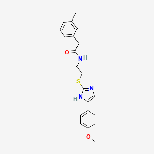 molecular formula C21H23N3O2S B2648082 N-(2-((5-(4-methoxyphenyl)-1H-imidazol-2-yl)thio)ethyl)-2-(m-tolyl)acetamide CAS No. 897455-38-8