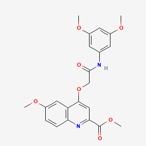 molecular formula C22H22N2O7 B2648089 Methyl 4-{[(3,5-dimethoxyphenyl)carbamoyl]methoxy}-6-methoxyquinoline-2-carboxylate CAS No. 1358248-18-6
