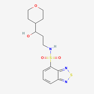 molecular formula C14H19N3O4S2 B2648145 N-[3-hydroxy-3-(oxan-4-yl)propyl]-2,1,3-benzothiadiazole-4-sulfonamide CAS No. 2034397-06-1
