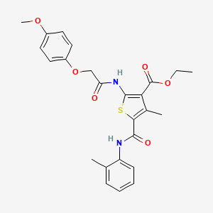B2648152 Ethyl 2-{[(4-methoxyphenoxy)acetyl]amino}-4-methyl-5-[(2-methylphenyl)carbamoyl]thiophene-3-carboxylate CAS No. 518350-23-7