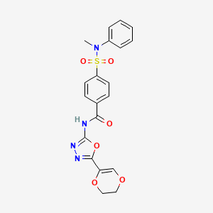 molecular formula C20H18N4O6S B2648167 N-[5-(5,6-dihydro-1,4-dioxin-2-yl)-1,3,4-oxadiazol-2-yl]-4-[methyl(phenyl)sulfamoyl]benzamide CAS No. 851095-00-6