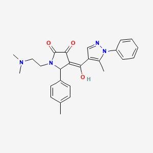molecular formula C26H28N4O3 B2648252 1-(2-(dimethylamino)ethyl)-3-hydroxy-4-(5-methyl-1-phenyl-1H-pyrazole-4-carbonyl)-5-(p-tolyl)-1H-pyrrol-2(5H)-one CAS No. 955895-98-4