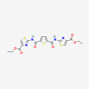 molecular formula C18H16N4O6S3 B2648259 ETHYL 2-(5-{[4-(ETHOXYCARBONYL)-1,3-THIAZOL-2-YL]CARBAMOYL}THIOPHENE-2-AMIDO)-1,3-THIAZOLE-4-CARBOXYLATE CAS No. 391896-40-5