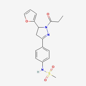 N-(4-(5-(furan-2-yl)-1-propionyl-4,5-dihydro-1H-pyrazol-3-yl)phenyl)methanesulfonamide