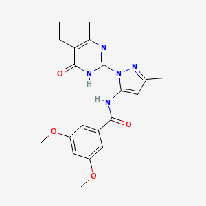 molecular formula C20H23N5O4 B2648312 N-(1-(5-ethyl-4-methyl-6-oxo-1,6-dihydropyrimidin-2-yl)-3-methyl-1H-pyrazol-5-yl)-3,5-dimethoxybenzamide CAS No. 1002958-37-3