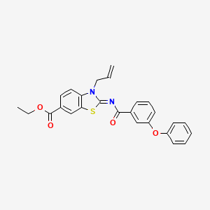 molecular formula C26H22N2O4S B2648326 ethyl (2Z)-2-[(3-phenoxybenzoyl)imino]-3-(prop-2-en-1-yl)-2,3-dihydro-1,3-benzothiazole-6-carboxylate CAS No. 865174-77-2