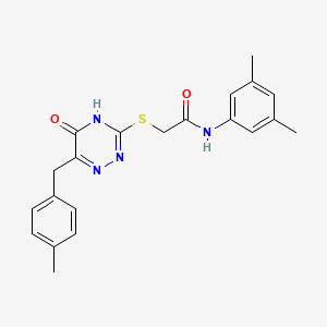 molecular formula C21H22N4O2S B2648330 N-(3,5-dimethylphenyl)-2-{[6-(4-methylbenzyl)-5-oxo-4,5-dihydro-1,2,4-triazin-3-yl]sulfanyl}acetamide CAS No. 898624-95-8