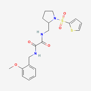 molecular formula C19H23N3O5S2 B2648351 N'-[(2-methoxyphenyl)methyl]-N-{[1-(thiophene-2-sulfonyl)pyrrolidin-2-yl]methyl}ethanediamide CAS No. 887862-91-1