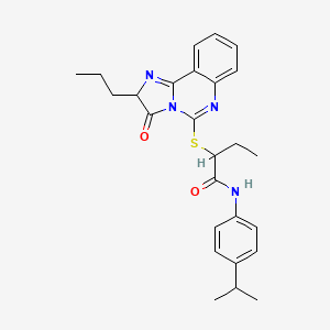 molecular formula C26H30N4O2S B2648369 N-(4-isopropylphenyl)-2-((3-oxo-2-propyl-2,3-dihydroimidazo[1,2-c]quinazolin-5-yl)thio)butanamide CAS No. 1173763-76-2