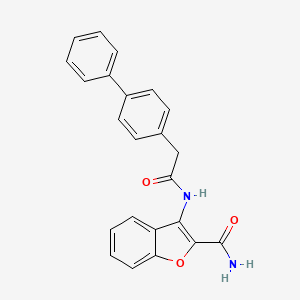 molecular formula C23H18N2O3 B2648427 3-(2-{[1,1'-biphenyl]-4-yl}acetamido)-1-benzofuran-2-carboxamide CAS No. 898354-95-5