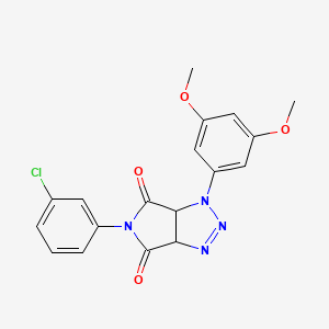 molecular formula C18H15ClN4O4 B2648476 5-(3-chlorophenyl)-1-(3,5-dimethoxyphenyl)-1H,3aH,4H,5H,6H,6aH-pyrrolo[3,4-d][1,2,3]triazole-4,6-dione CAS No. 1170917-52-8