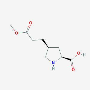 molecular formula C9H15NO4 B2648567 rac-(2R,4R)-4-(3-methoxy-3-oxopropyl)pyrrolidine-2-carboxylicacid,cis CAS No. 2243504-91-6