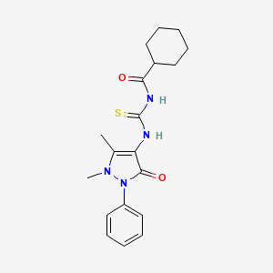 molecular formula C19H24N4O2S B2648573 1-cyclohexanecarbonyl-3-(1,5-dimethyl-3-oxo-2-phenyl-2,3-dihydro-1H-pyrazol-4-yl)thiourea CAS No. 446309-74-6