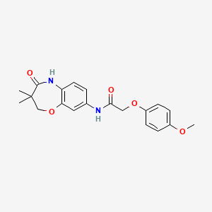 molecular formula C20H22N2O5 B2648575 N-(3,3-dimethyl-4-oxo-2,3,4,5-tetrahydro-1,5-benzoxazepin-8-yl)-2-(4-methoxyphenoxy)acetamide CAS No. 921835-57-6