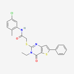 molecular formula C23H20ClN3O2S2 B2648584 N-(5-chloro-2-methylphenyl)-2-({3-ethyl-4-oxo-6-phenyl-3H,4H-thieno[3,2-d]pyrimidin-2-yl}sulfanyl)acetamide CAS No. 1207003-46-0