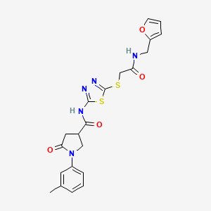 molecular formula C21H21N5O4S2 B2648656 N-(5-((2-((furan-2-ylmethyl)amino)-2-oxoethyl)thio)-1,3,4-thiadiazol-2-yl)-5-oxo-1-(m-tolyl)pyrrolidine-3-carboxamide CAS No. 872595-00-1