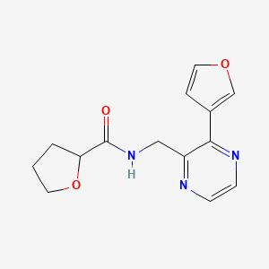 molecular formula C14H15N3O3 B2648674 N-{[3-(furan-3-yl)pyrazin-2-yl]methyl}oxolane-2-carboxamide CAS No. 2034423-28-2