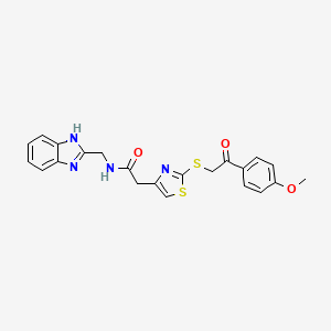 molecular formula C22H20N4O3S2 B2648684 N-((1H-benzo[d]imidazol-2-yl)methyl)-2-(2-((2-(4-methoxyphenyl)-2-oxoethyl)thio)thiazol-4-yl)acetamide CAS No. 1207028-07-6