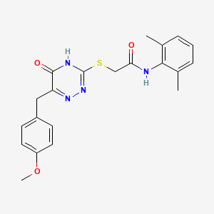 molecular formula C21H22N4O3S B2648686 N-(2,6-dimethylphenyl)-2-((6-(4-methoxybenzyl)-5-oxo-4,5-dihydro-1,2,4-triazin-3-yl)thio)acetamide CAS No. 905780-79-2