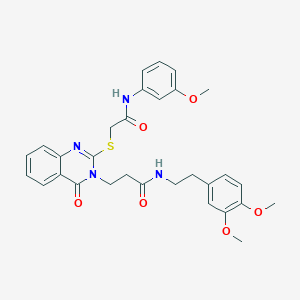 molecular formula C30H32N4O6S B2648698 N-[2-(3,4-dimethoxyphenyl)ethyl]-3-[2-({[(3-methoxyphenyl)carbamoyl]methyl}sulfanyl)-4-oxo-3,4-dihydroquinazolin-3-yl]propanamide CAS No. 422286-91-7