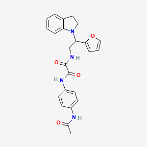 molecular formula C24H24N4O4 B2648778 N-[2-(2,3-dihydro-1H-indol-1-yl)-2-(furan-2-yl)ethyl]-N'-(4-acetamidophenyl)ethanediamide CAS No. 898416-53-0