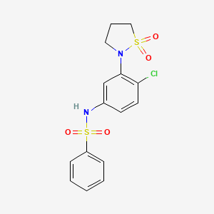 molecular formula C15H15ClN2O4S2 B2648788 N-(4-chloro-3-(1,1-dioxidoisothiazolidin-2-yl)phenyl)benzenesulfonamide CAS No. 946260-87-3
