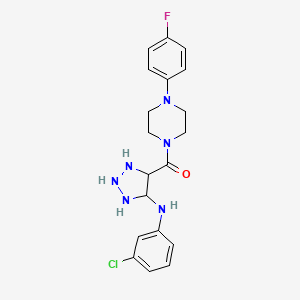 molecular formula C19H18ClFN6O B2648830 N-(3-chlorophenyl)-4-[4-(4-fluorophenyl)piperazine-1-carbonyl]-1H-1,2,3-triazol-5-amine CAS No. 1291863-68-7