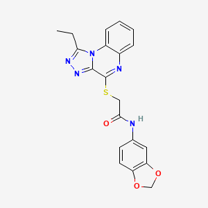 molecular formula C20H17N5O3S B2648835 N-(2H-1,3-BENZODIOXOL-5-YL)-2-({1-ETHYL-[1,2,4]TRIAZOLO[4,3-A]QUINOXALIN-4-YL}SULFANYL)ACETAMIDE CAS No. 1189709-20-3