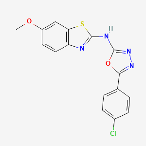 molecular formula C16H11ClN4O2S B2648862 N-[5-(4-chlorophenyl)-1,3,4-oxadiazol-2-yl]-6-methoxy-1,3-benzothiazol-2-amine 