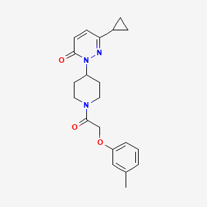 molecular formula C21H25N3O3 B2648884 6-Cyclopropyl-2-{1-[2-(3-methylphenoxy)acetyl]piperidin-4-yl}-2,3-dihydropyridazin-3-one CAS No. 2309734-27-6