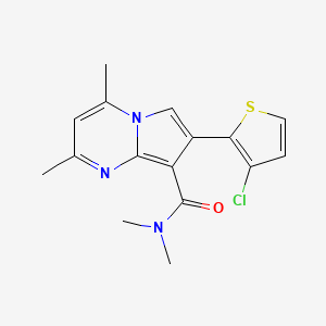 molecular formula C16H16ClN3OS B2648922 7-(3-chlorothiophen-2-yl)-N,N,2,4-tetramethylpyrrolo[1,2-a]pyrimidine-8-carboxamide CAS No. 477873-16-8