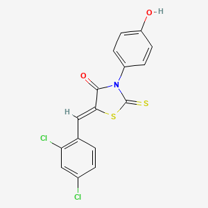 molecular formula C16H9Cl2NO2S2 B2648940 (Z)-5-(2,4-dichlorobenzylidene)-3-(4-hydroxyphenyl)-2-thioxothiazolidin-4-one CAS No. 299950-42-8