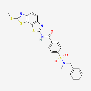 molecular formula C24H20N4O3S4 B2648963 4-[benzyl(methyl)sulfamoyl]-N-[11-(methylsulfanyl)-3,12-dithia-5,10-diazatricyclo[7.3.0.0^{2,6}]dodeca-1(9),2(6),4,7,10-pentaen-4-yl]benzamide CAS No. 500149-71-3