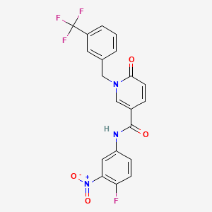 molecular formula C20H13F4N3O4 B2648964 N-(4-fluoro-3-nitrophenyl)-6-oxo-1-(3-(trifluoromethyl)benzyl)-1,6-dihydropyridine-3-carboxamide CAS No. 941884-92-0