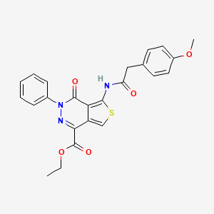 molecular formula C24H21N3O5S B2648982 Ethyl 5-(2-(4-methoxyphenyl)acetamido)-4-oxo-3-phenyl-3,4-dihydrothieno[3,4-d]pyridazine-1-carboxylate CAS No. 851947-55-2