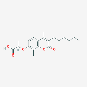 molecular formula C20H26O5 B2648993 2-[(3-hexyl-4,8-dimethyl-2-oxo-2H-chromen-7-yl)oxy]propanoic acid CAS No. 438030-17-2
