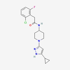 molecular formula C19H22ClFN4O B2648997 2-(2-chloro-6-fluorophenyl)-N-[1-(5-cyclopropyl-1H-pyrazol-3-yl)piperidin-4-yl]acetamide CAS No. 1902922-37-5